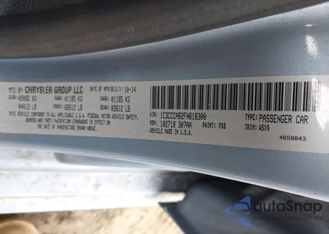 2015 Chrysler 200 Limited из США, поврежденный, VIN 1C3CCCAB2FN618300